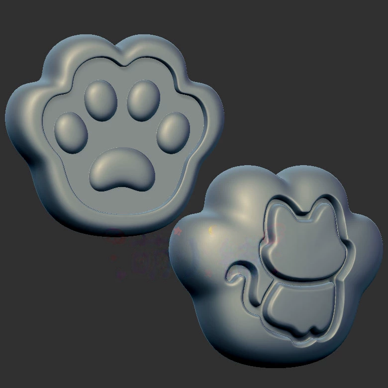 猫爪双面无相猫三维立体图3d打印stl文件圆雕图雕刻机3d模型2527