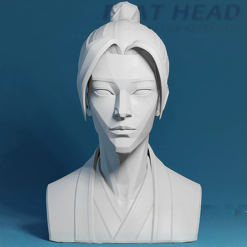硬朗男青年头部切面3d模型块面obj stl高模blender文件