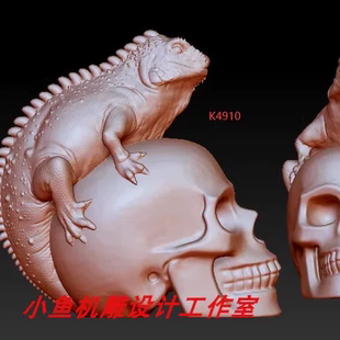 乌鸦骷髅头配饰精雕图浮雕图圆雕图立体图stl木雕图玉雕图3D打印o