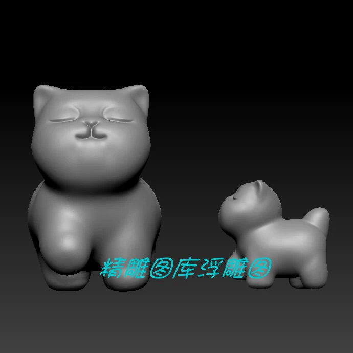 卡通小猫三维立体图圆雕图STL文件猫咪摆件雕刻3d打印模型B881