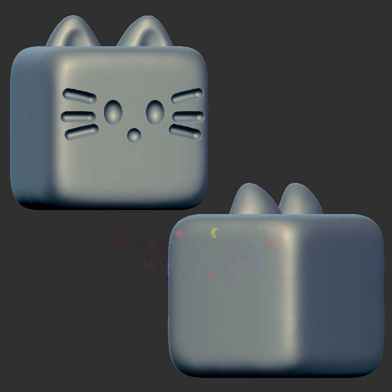 方块小猫咪珠子三维立体图3d打印stl文件圆雕图雕刻机3d模型2632