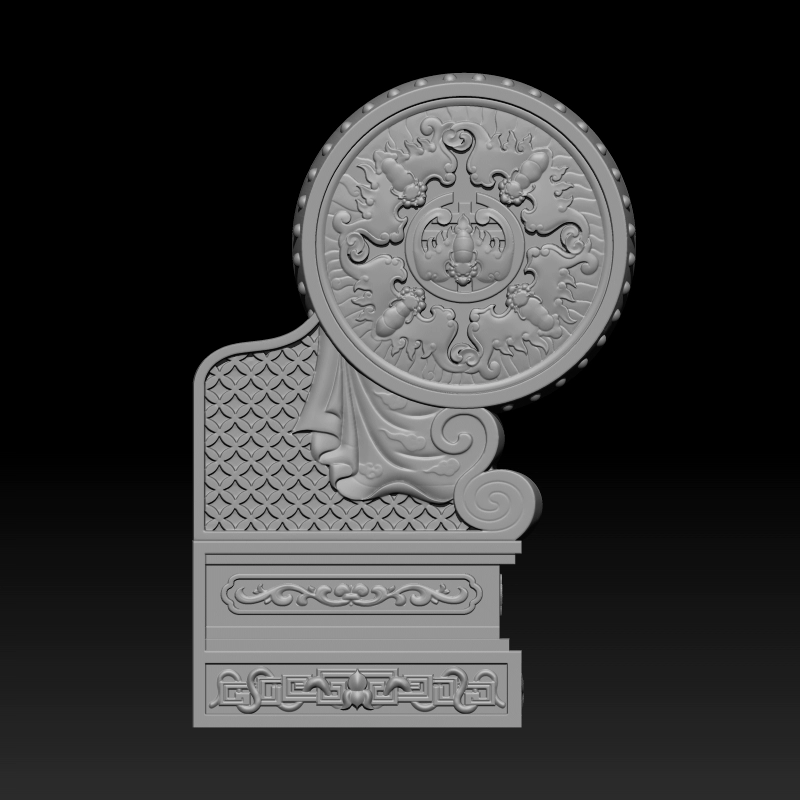仿古门墩五福蝙蝠浮雕STL圆雕图三维立体精雕文件3D打印