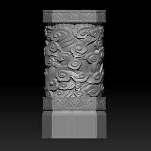 云柱仿古祥云浮雕STL格式圆雕图三维立体精雕文件3D打印