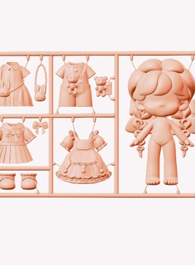 nomad人偶模型素材 女孩带服装头发和鞋子套装 通用3d人偶