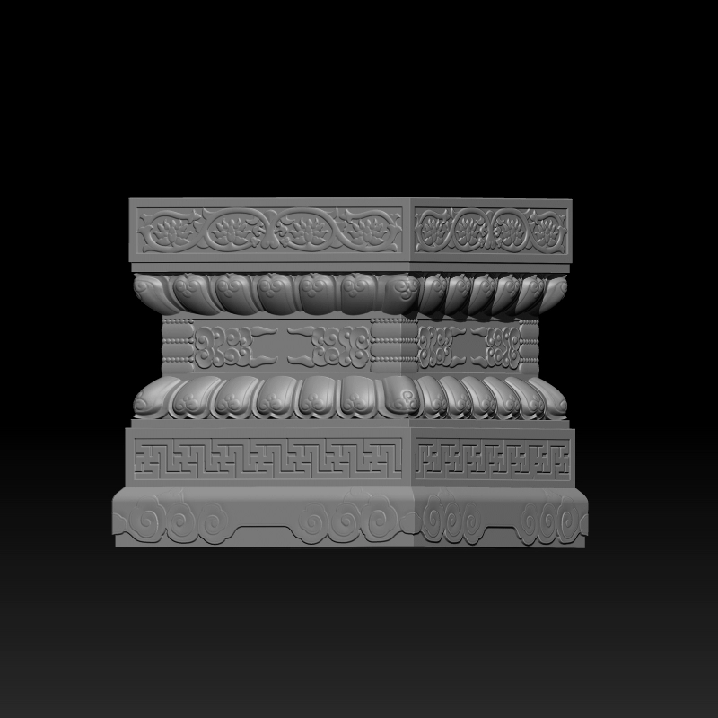仿古须弥座莲花瓣长方底座STL格式圆雕图三维精雕文件3D打印模型