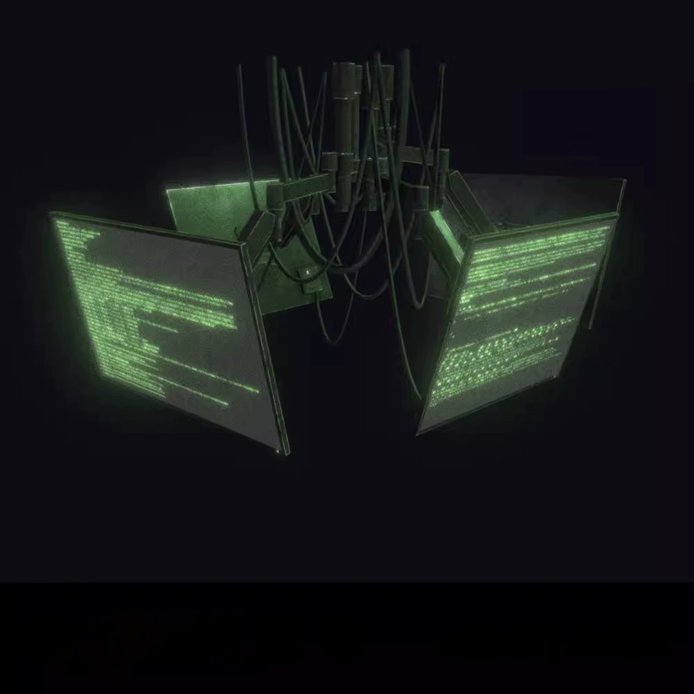 科技显示器赛博朋克科幻屏幕3D模型C4D/Blender/UE/fbx/obj