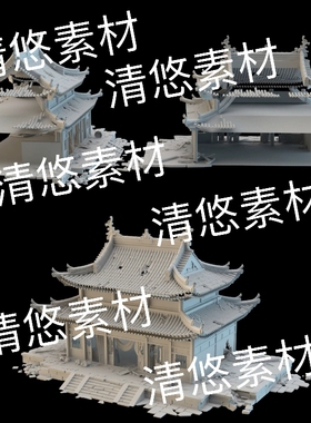 3dmax c4d fbx obj格式破损废墟古建筑破庙大殿文件 非实物E44
