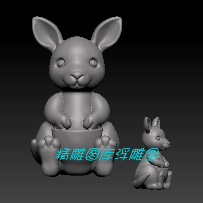 袋鼠 三维立体图 圆雕图STL文件动物 雕刻图3d打印模型B980