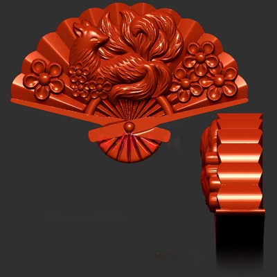 九尾狐扇子狐狸扇子三维立体图圆雕图stl文件雕刻机3d模型1836