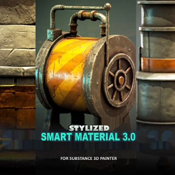 SP风格化金属PT卡通木头油漆皮革智能材质球18种