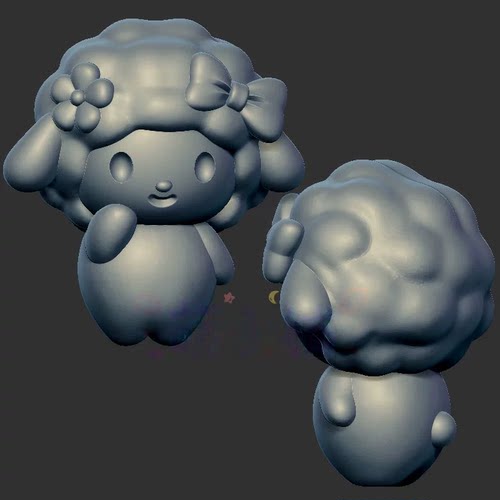 卡通必艾诺小羊三维立体图3d打印stl文件圆雕图雕刻机3d模型2668
