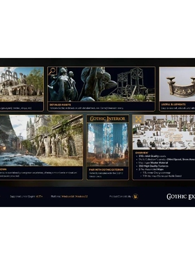 UE5.4-5.6哥特式破旧教堂城堡墓地Gothic Exterior Megapack 1.03