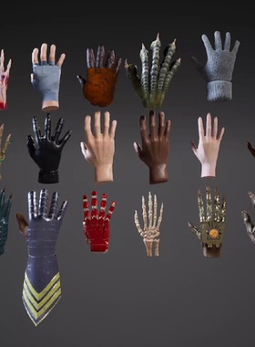 Unity3D游戏手部手套怪物怪兽的爪子模型 Rigged VR hands 1.0.2