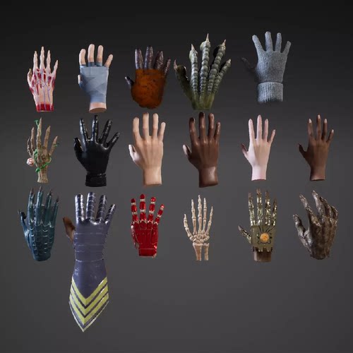 Unity3D游戏手部手套怪物怪兽的爪子模型 Rigged VR hands 1.0.2