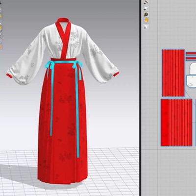 虚拟文件 MD服装 马面裙套装 现代汉服 女装 服装 FBX