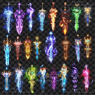 传奇古风武器进阶法宝剑NPC神剑光柱特殊神器装备PNG序列素材