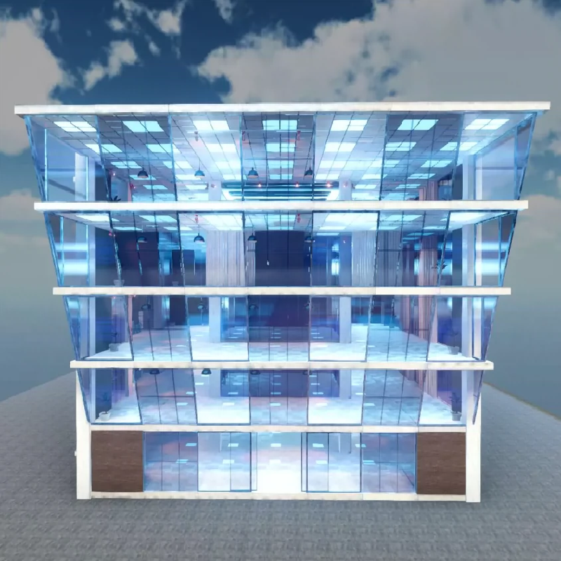 Unity玻璃办公大楼办公室模型场景 Modular Glass Building 1.0