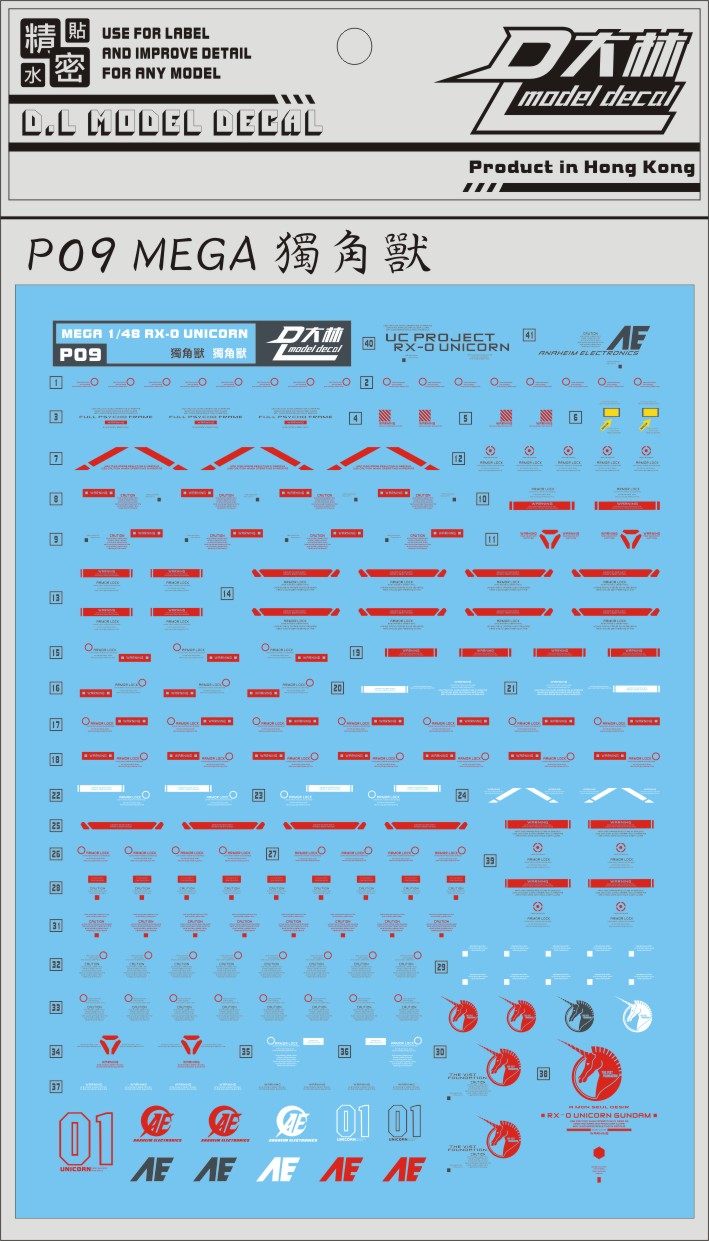 MEGA1/48独角兽模型水贴