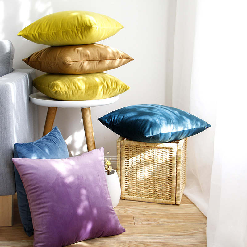 天鹅绒纯色抱枕简约靠枕现代客厅沙发床头靠垫北欧抱枕套含芯定制