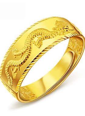 镀24k金色男款开口戒指士