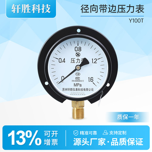 径向带边弹簧管压力表