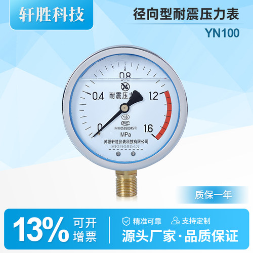 YN100抗震动耐震压力表