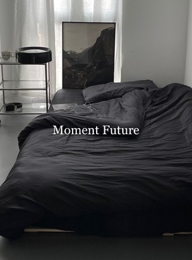 Moment Future日式韩系60支长绒棉黑色简约床品四件套性冷淡风