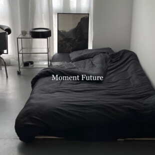 Moment 韩系60支长绒棉黑色简约床品四件套性冷淡风 Future日式