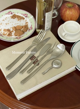 Moment Future简约银色哑光不锈钢餐具刀叉勺水果叉黄油刀质感