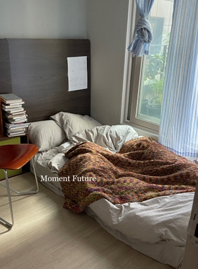 Moment Future复古混色毛毯四季款拍摄道具背景布毛线毯沙发盖毯