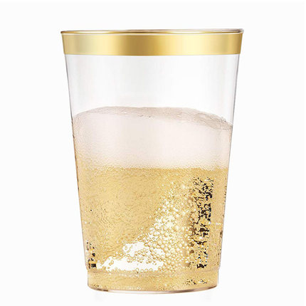 一次性杯子航空杯350毫升水杯茶杯透明加厚硬质塑料杯果汁冷饮杯