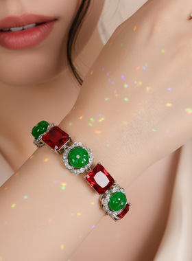 优雅时尚锆石方块几何手链女镶嵌