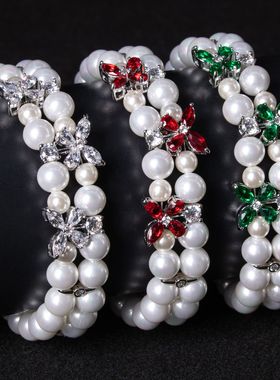 锆石蝴蝶贝壳珍珠手链女手饰首饰