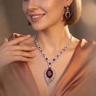 欧美珠宝首饰夸张复古项链套装超大个宝石耳饰品时尚锁骨链耳环女