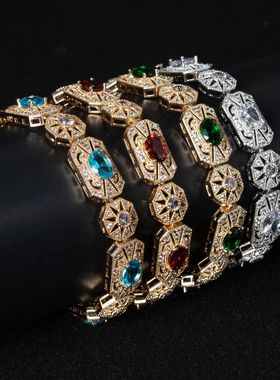 宫廷镂空手链女重工锆石几何手饰