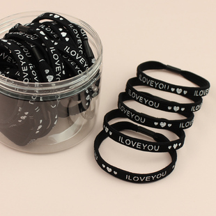 印字爱心LOVE扁带发圈定制 马尾2024年新款 皮筋女扎头 头绳女夏季