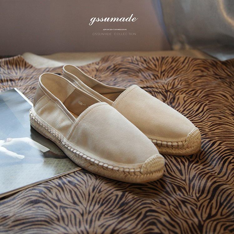 自制羊皮渔夫鞋夏季新款反绒皮