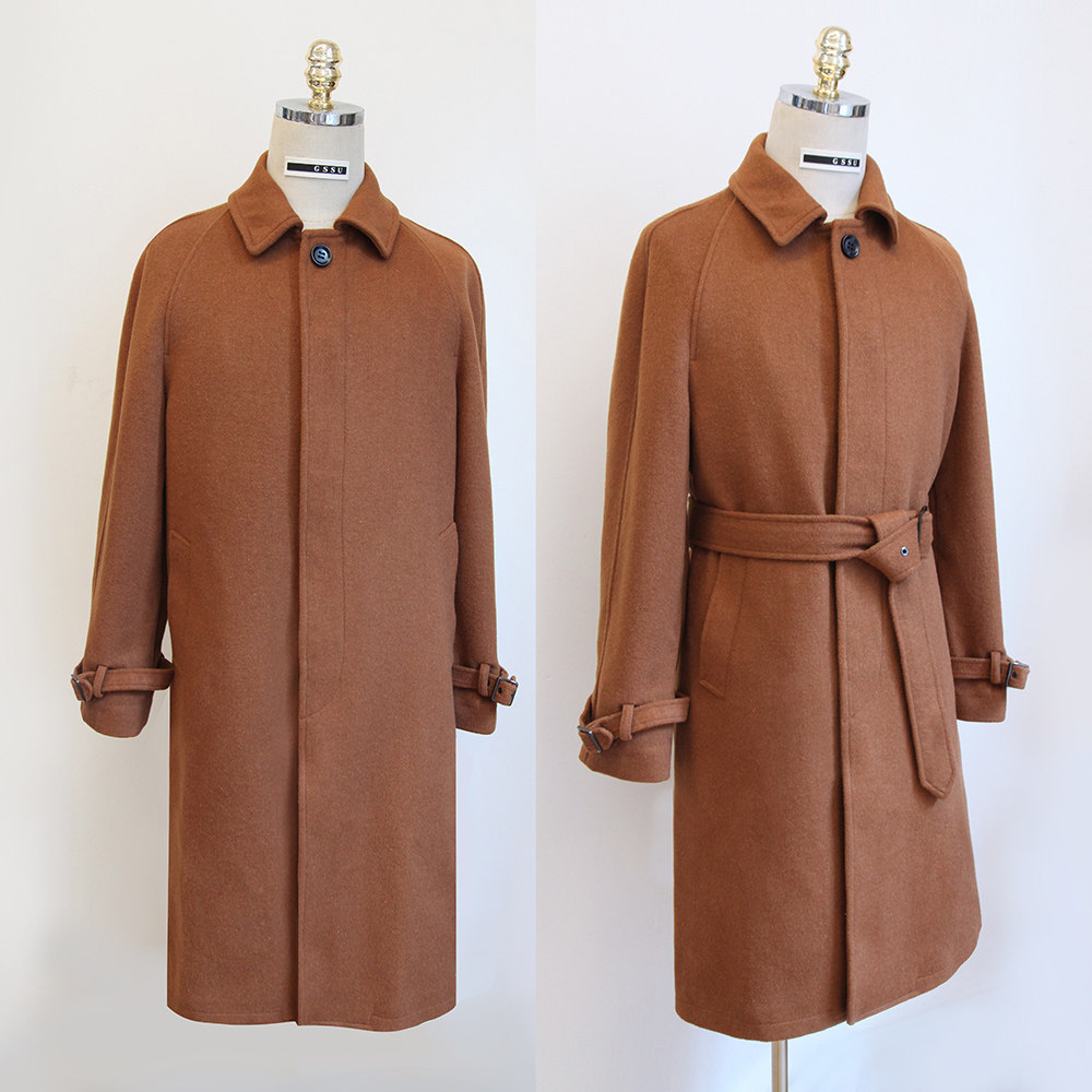 威尔士亲王格羊毛大衣英伦复古风潮廓形秋冬装千鸟格纹毛呢外套男