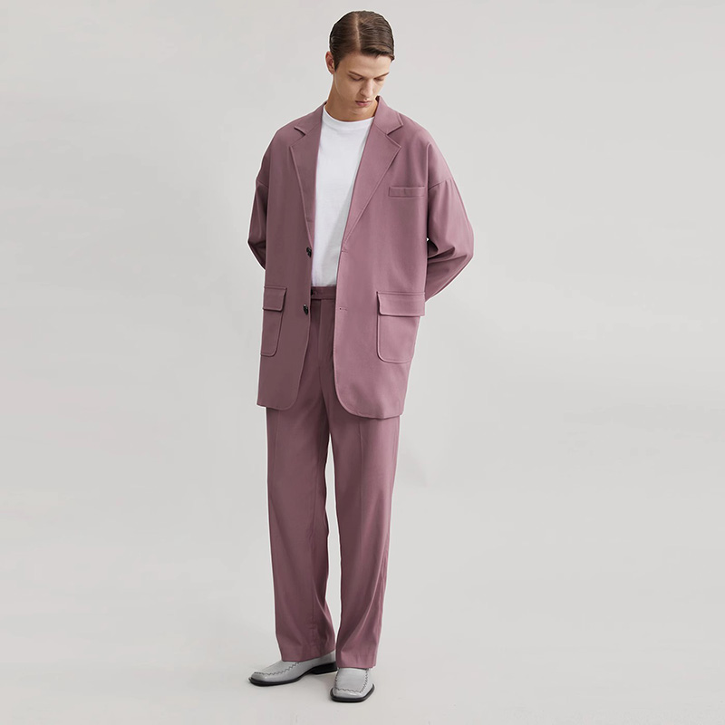 gssu原创藕色西装复古西服廓形