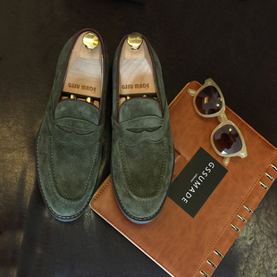 百搭真皮男鞋 乐福鞋 扁头潮皮鞋 男夏季 男 日韩男鞋 皮鞋 磨砂皮套脚鞋