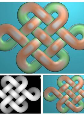 A1219中国结盘长浮雕精雕JDP灰度BMP格式玉雕木雕牙雕图