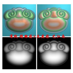 0449如意锁双面浮雕精雕JDP灰度BMP格式玉雕木雕牙雕图