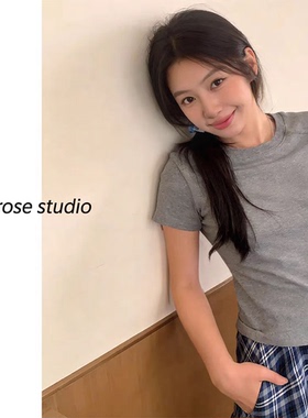 lirose花晨月夕”韩国单~B家简约经典拼接休闲打底T恤短袖上衣