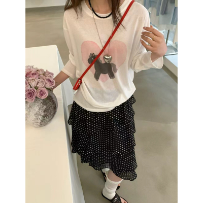 爱心小马印花长袖防晒衫T恤女