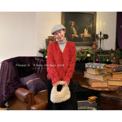 peanut花生家-马年迎新春拉毛工艺爆款延续保暖毛衣1292