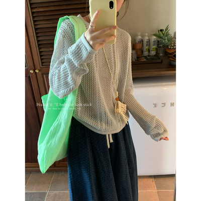 时尚复古文艺风镂空针织衫罩衫