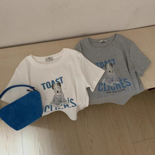 egg韩代狗狗印花灰色正肩短袖T恤