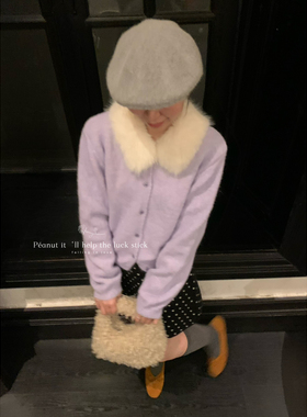 peanut花生家-糖果保暖毛衣外套(配毛领仿狐狸毛仿毛可拆卸)1293