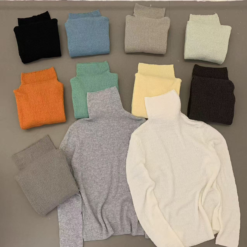 马卡龙色高领针织打底衫女