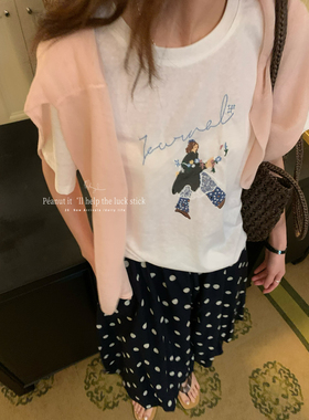 peanut花生家-2026夏季重工衣刺绣小女孩减龄百搭短袖T恤上衣1827
